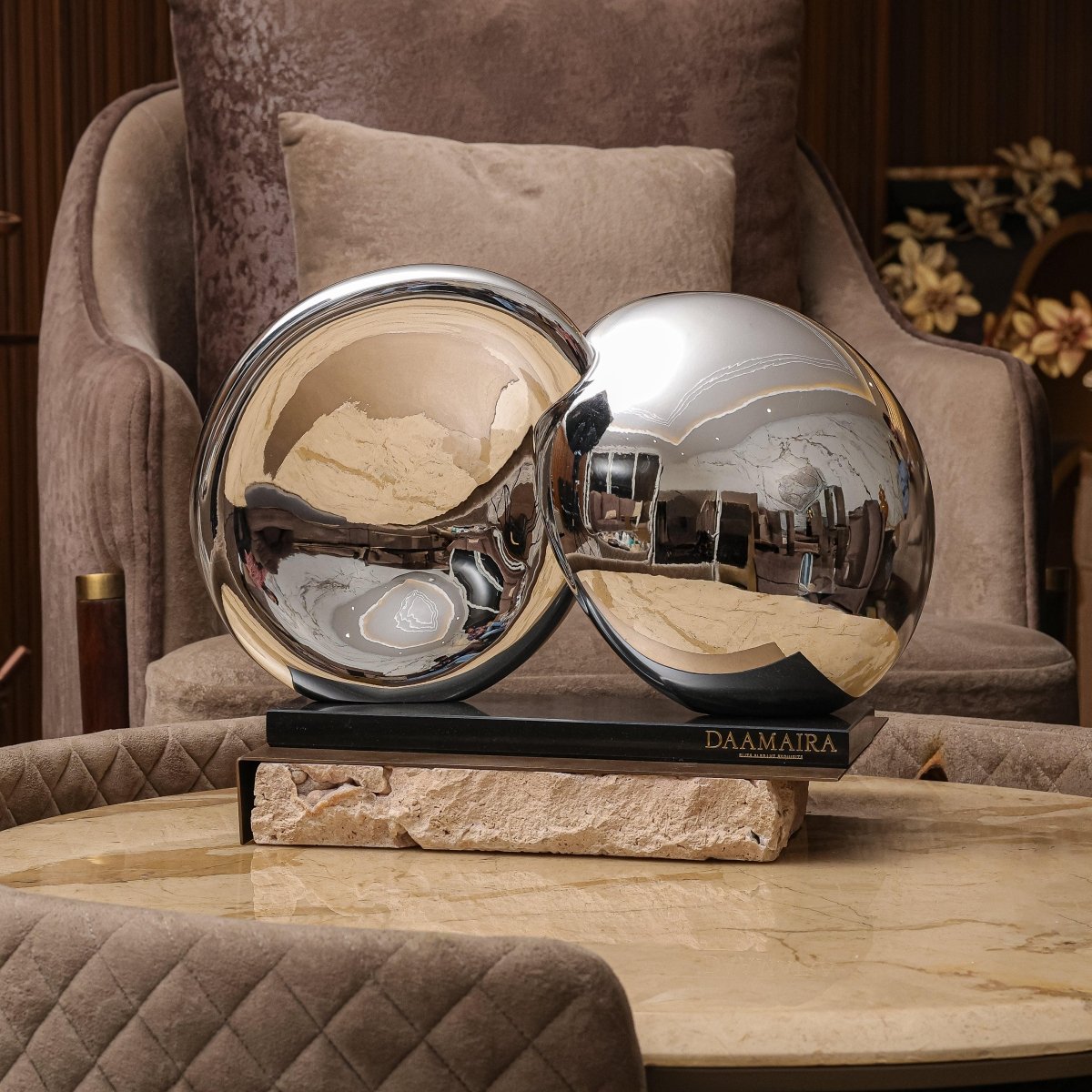 Sculptures & Figurines Intersecting Silver Decor Object - Daamaira Home and Living Ltd