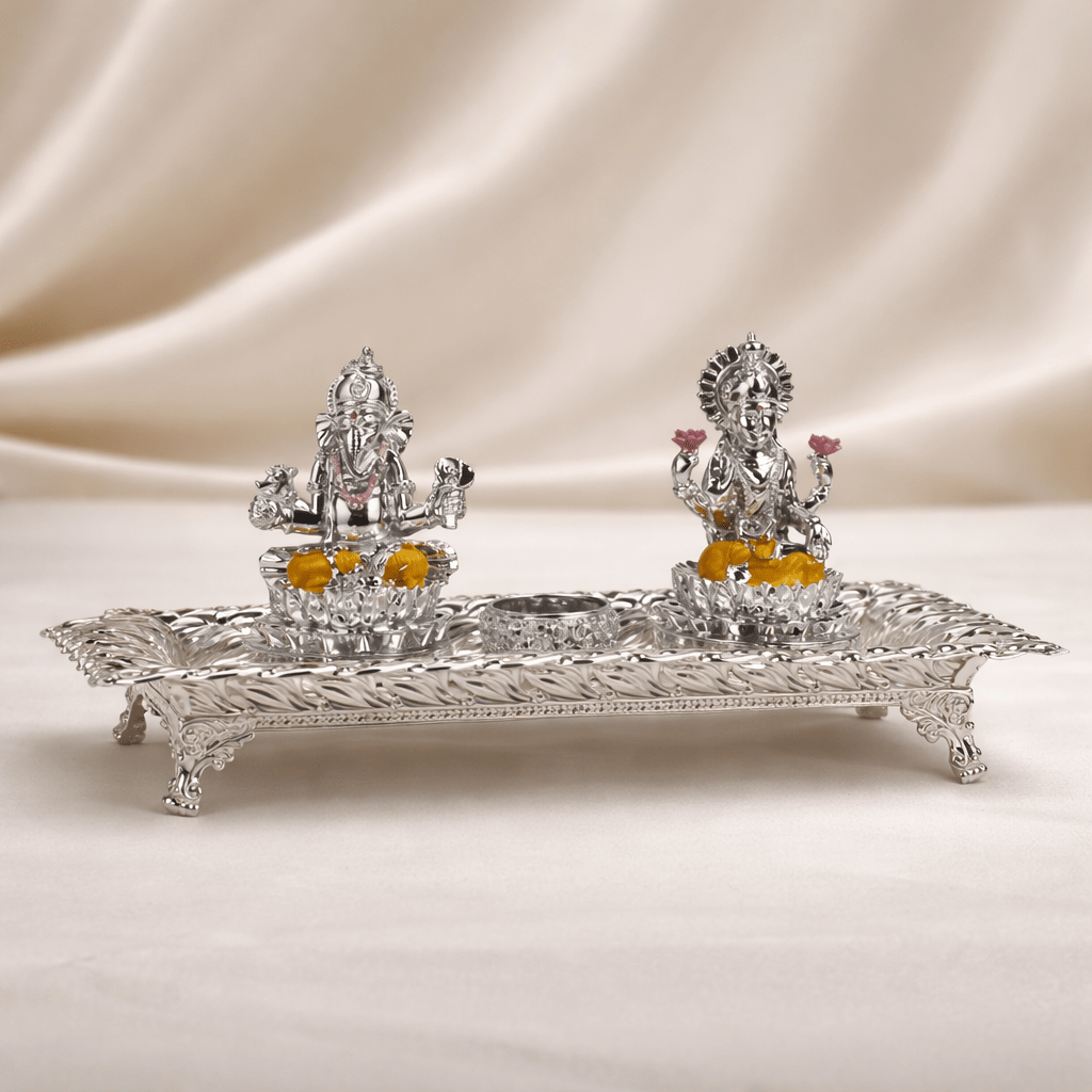 Lakshmi Ganesh Pooja Set with Tray - Daamaira Home and Living Ltd