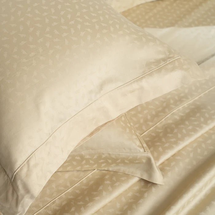 Leaf Self Jacquard 100% Cotton Ultra Soft Bed Sheet with Pillow Case - Golden - Daamaira Home and Living Ltd