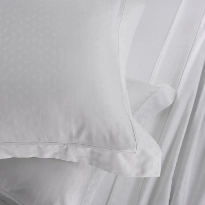 Leaf Self Jacquard 100% Cotton Ultra Soft Bed Sheet with Pillow Case - White - Daamaira Home and Living Ltd