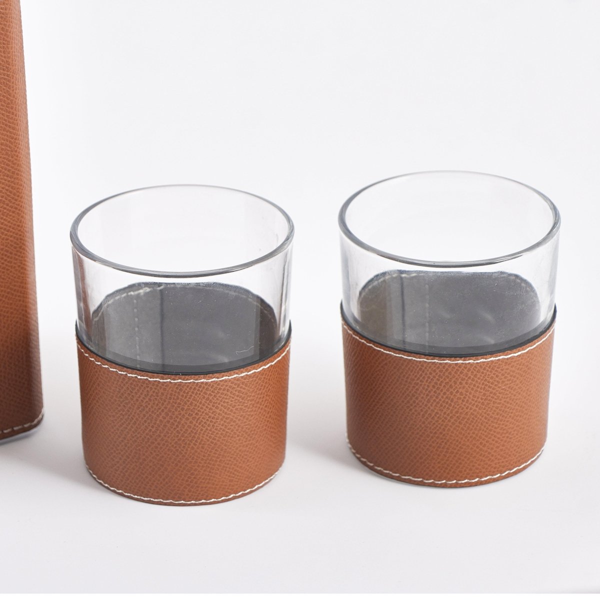 Decanter - Whiskey Leather Decanter Set - Brown - Daamaira Home and Living Ltd