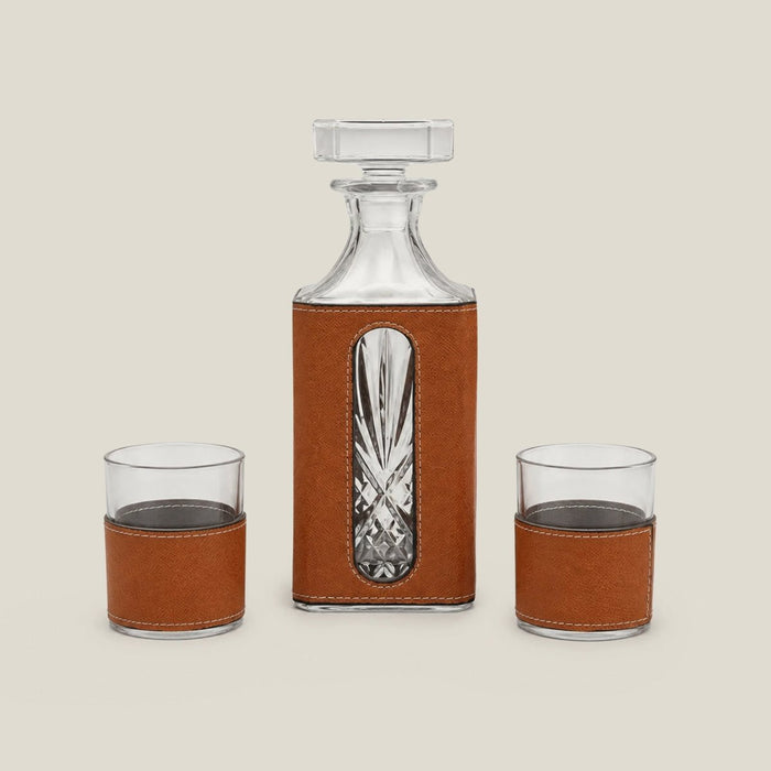 Leather Decanter Set - Brown