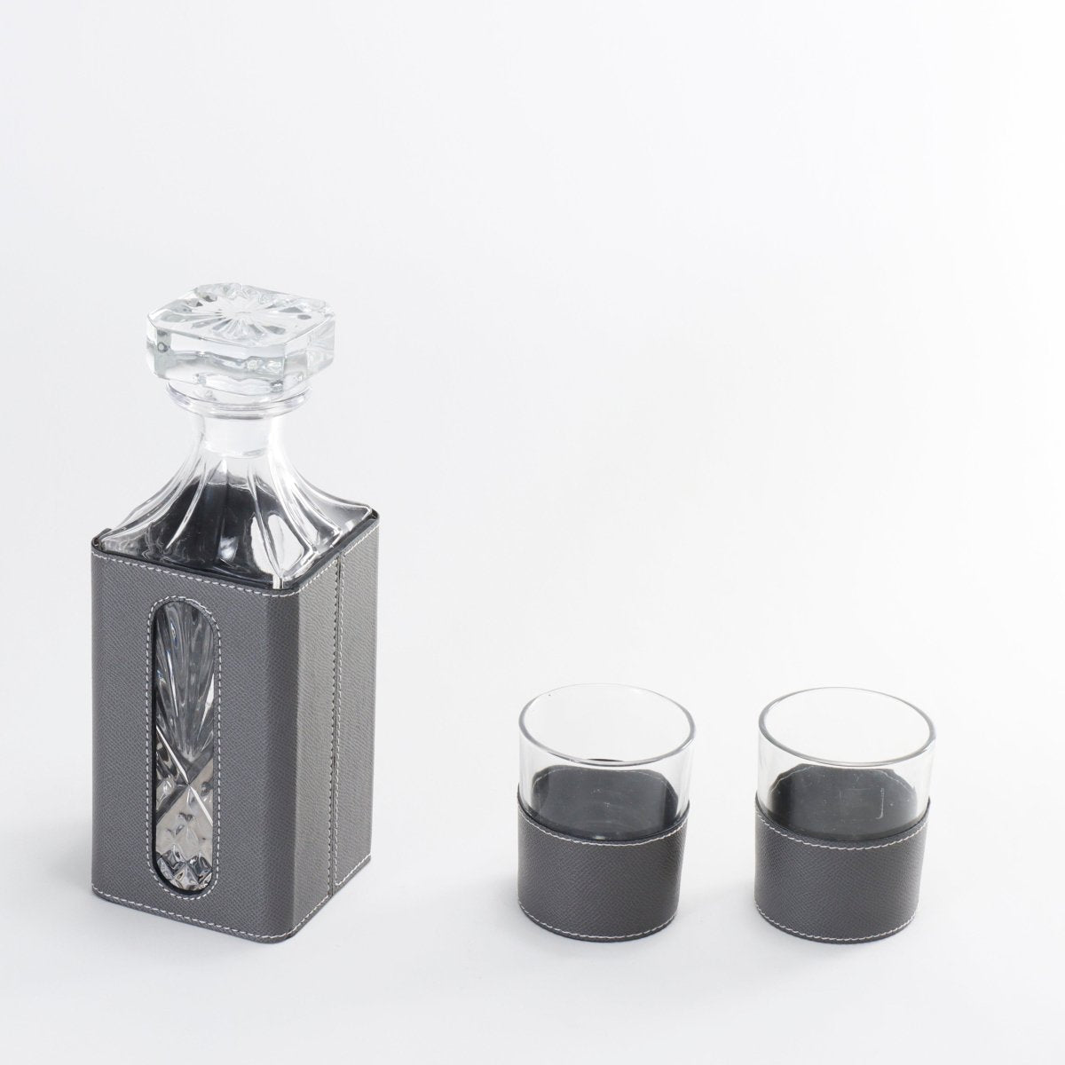 Decanter - Whiskey Leather Decanter Set - Grey - Daamaira Home and Living Ltd