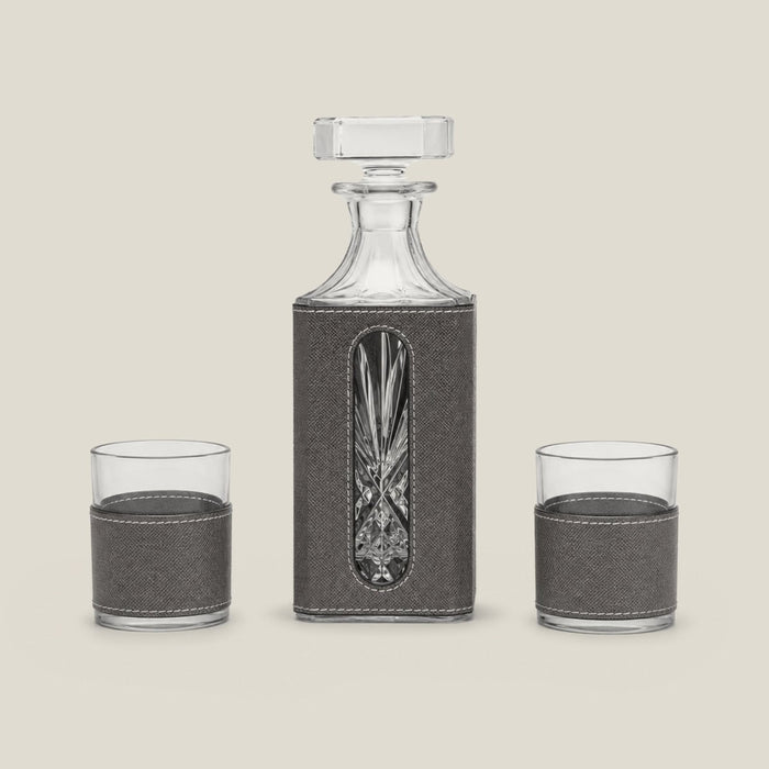 Leather Decanter Set - Grey