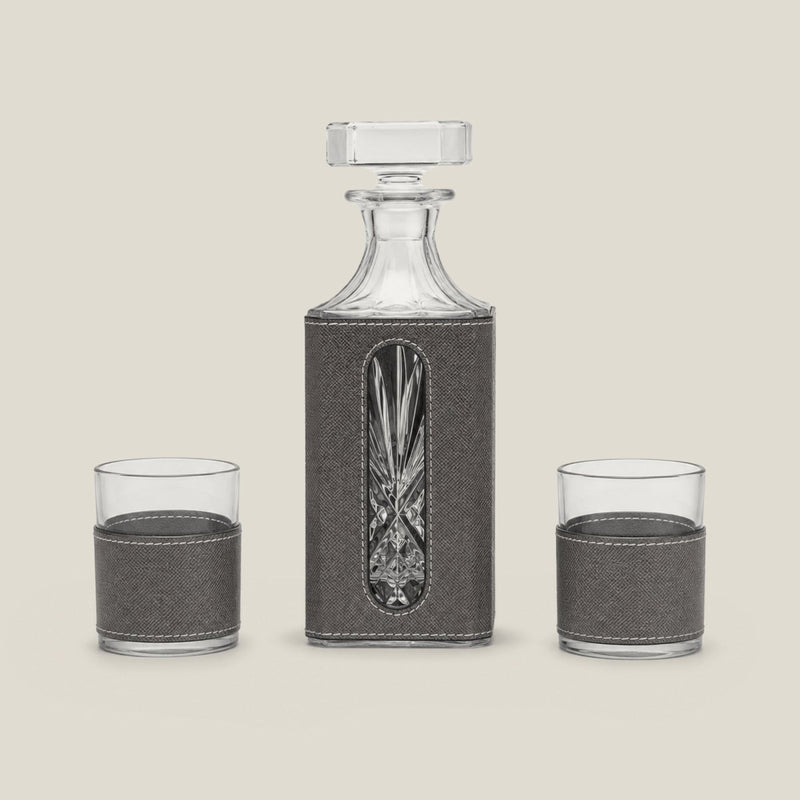 Leather Decanter Set - Grey — image 1