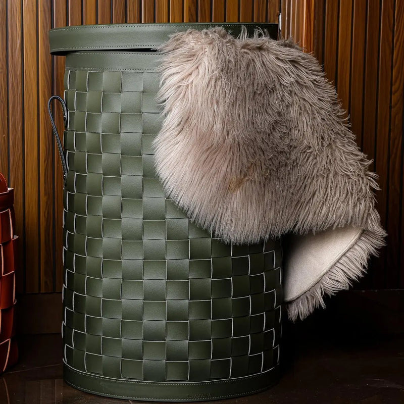 Leather Laundary Basket With Lid — image 2
