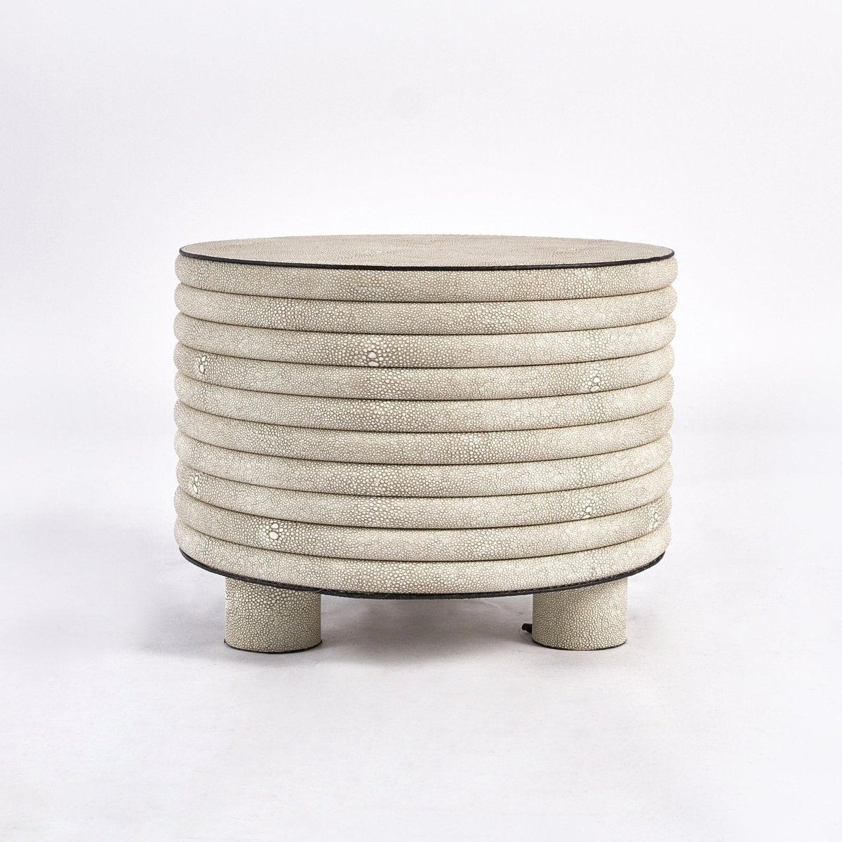 Decor Objects Leather Round Stool - High Rise - Daamaira Home and Living Ltd