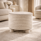 Leather Round Stool- High Rise — view 1