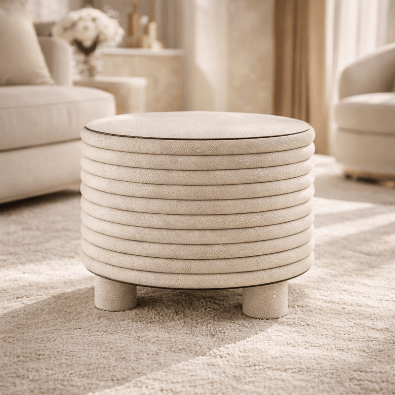 Leather Round Stool- High Rise — image 2