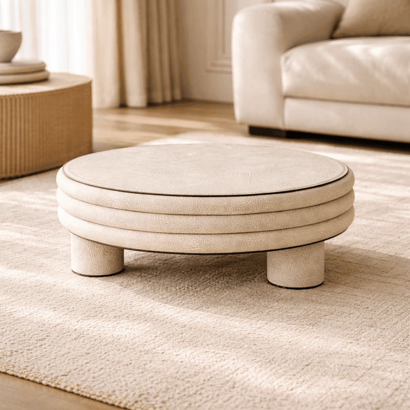 Leather Round Stool- Low Rise — image 2