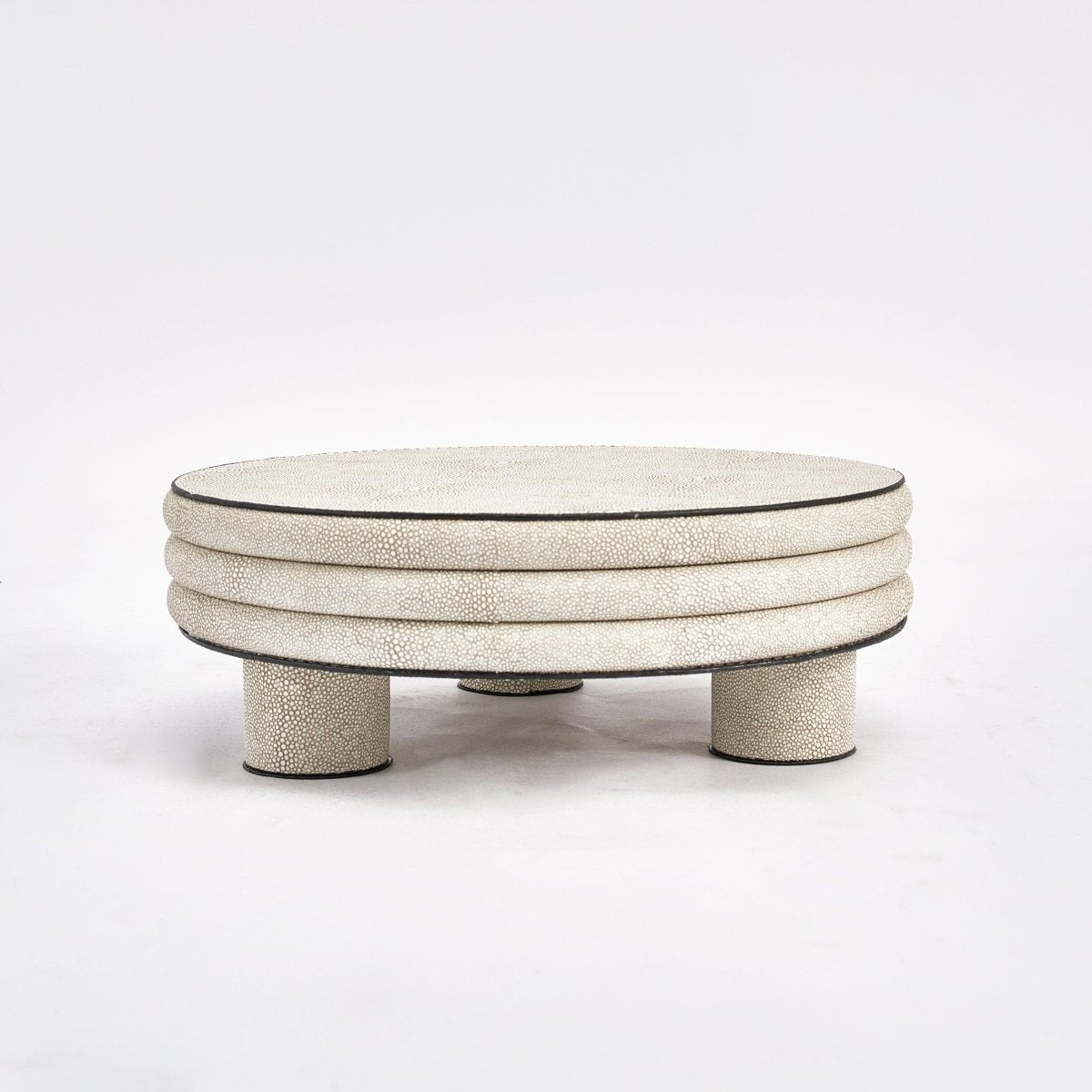 Decor Objects Leather Round Stool - Low Rise - Daamaira Home and Living Ltd