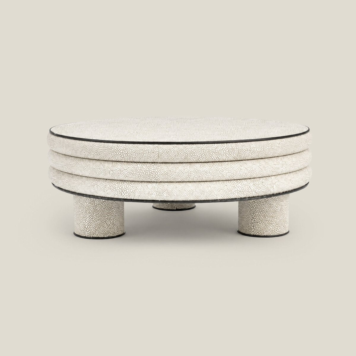 Decor Objects Leather Round Stool- Low Rise - Daamaira Home and Living Ltd