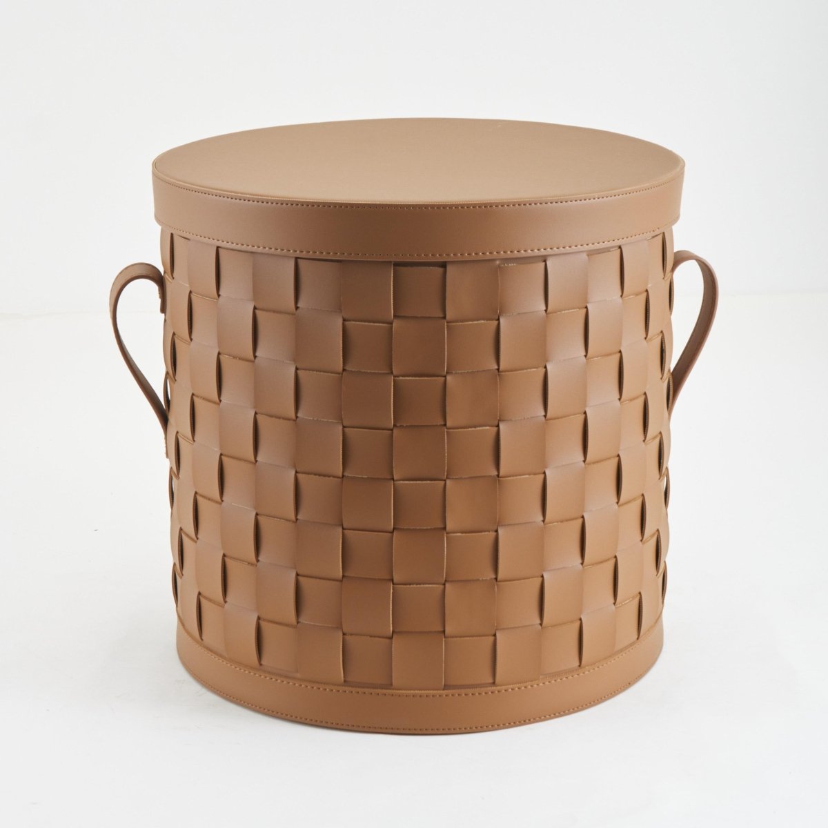 Wicker Storage Box Leather Storage Basket With Lid - Daamaira Home and Living Ltd