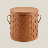 Leather Storage Basket With Lid — thumbnail 1