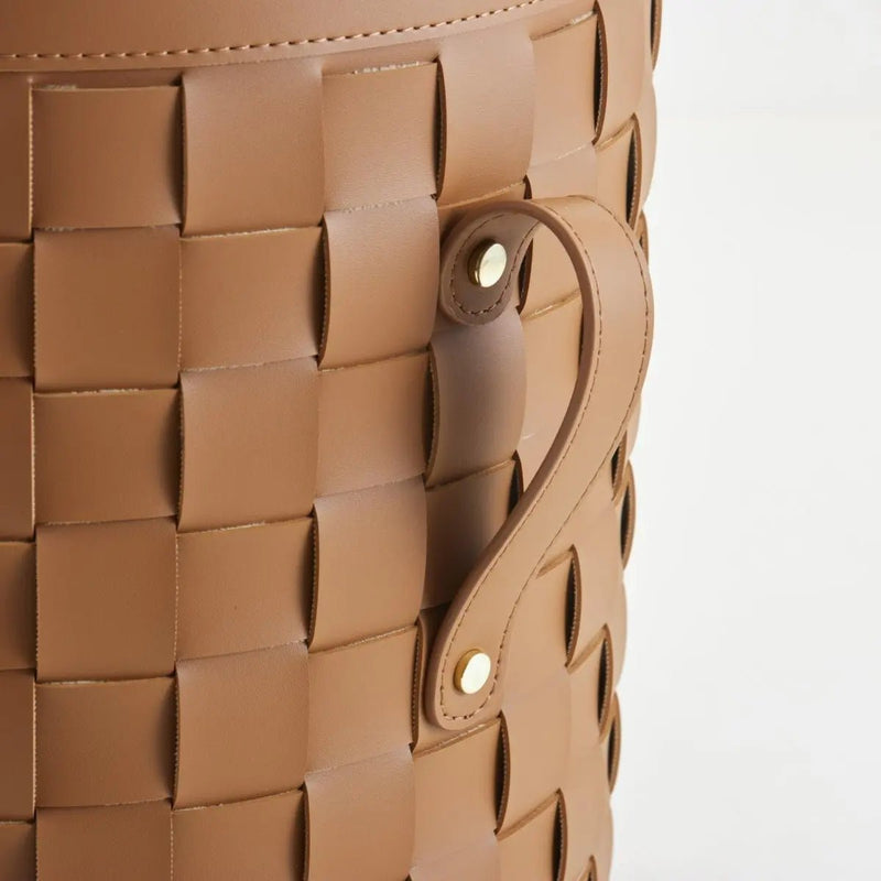 Leather Storage Basket With Lid — image 4