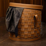 Leather Storage Basket With Lid — thumbnail 3