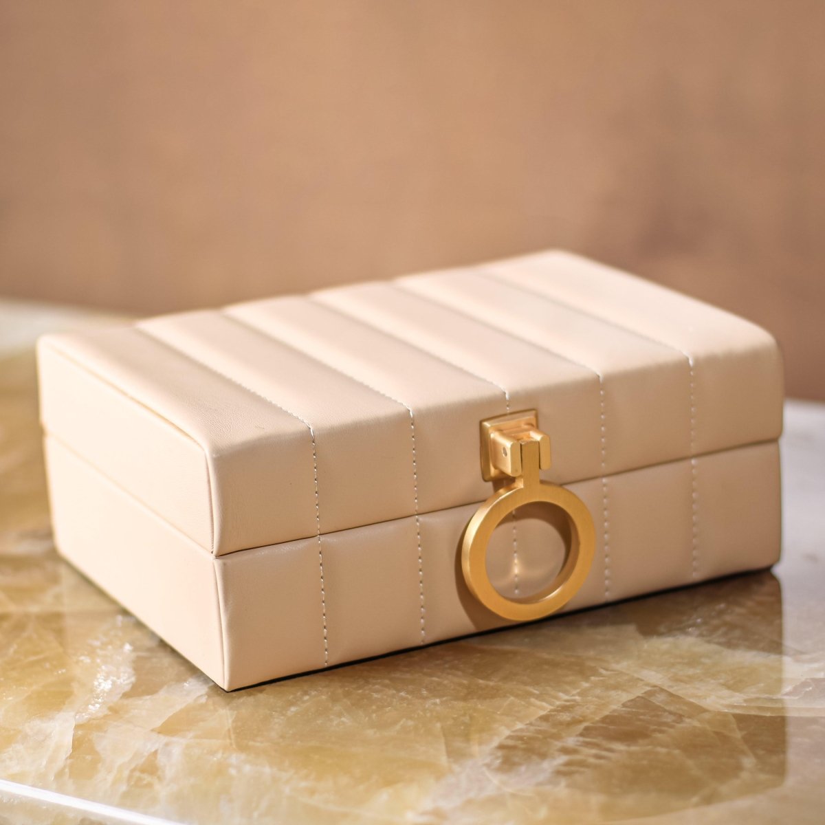 Storage Box Leather Storage Box - Beige - Daamaira Home and Living Ltd