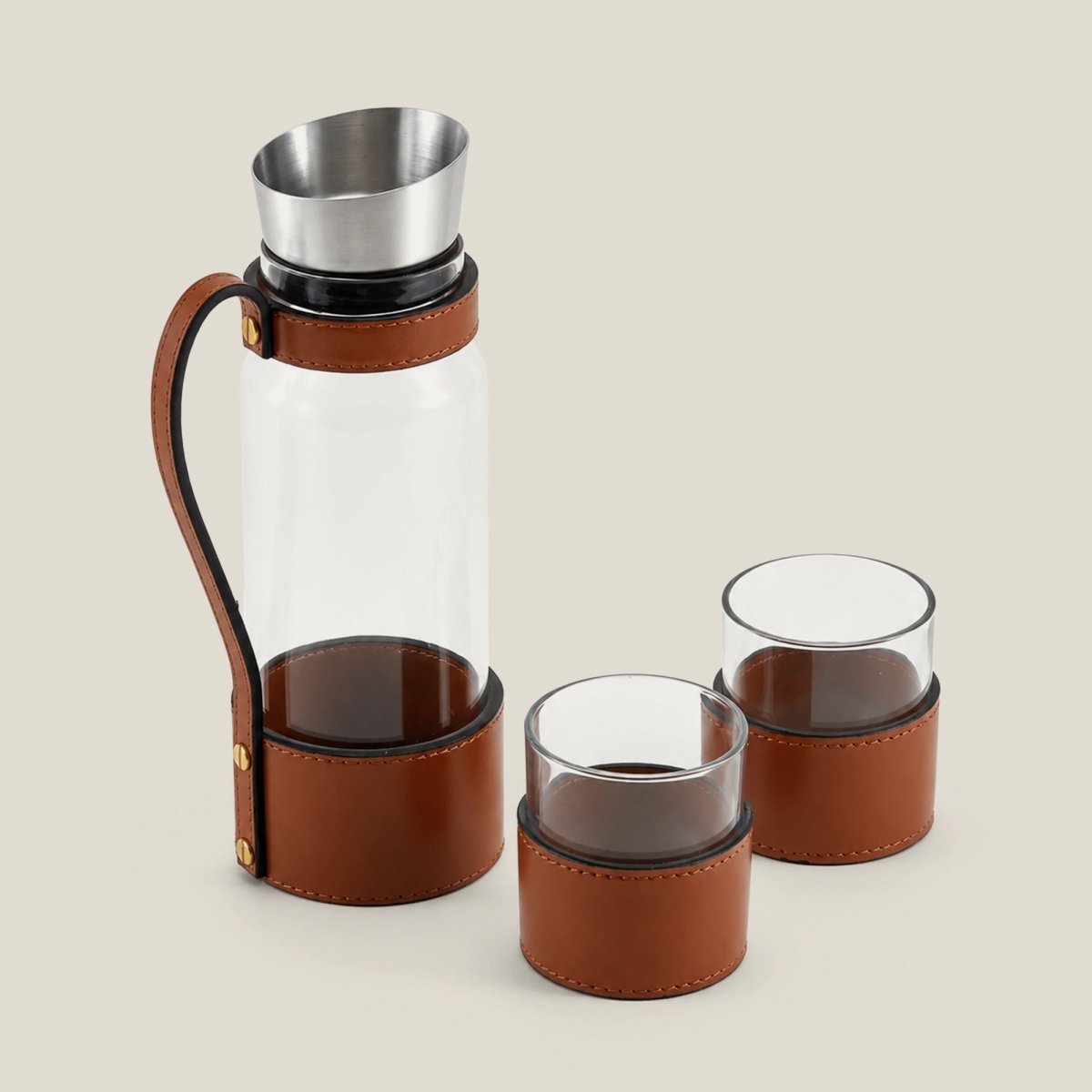 Water Jugs Leather Water Jug With Cups - Daamaira Home and Living Ltd
