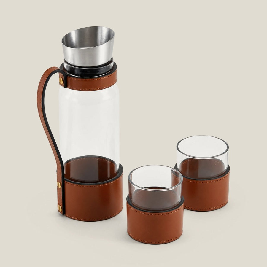 Leather Water Jug With Cups