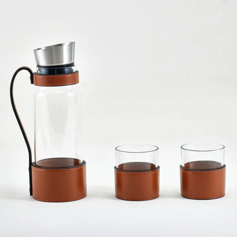 Leather Water Jug With Cups — image 3