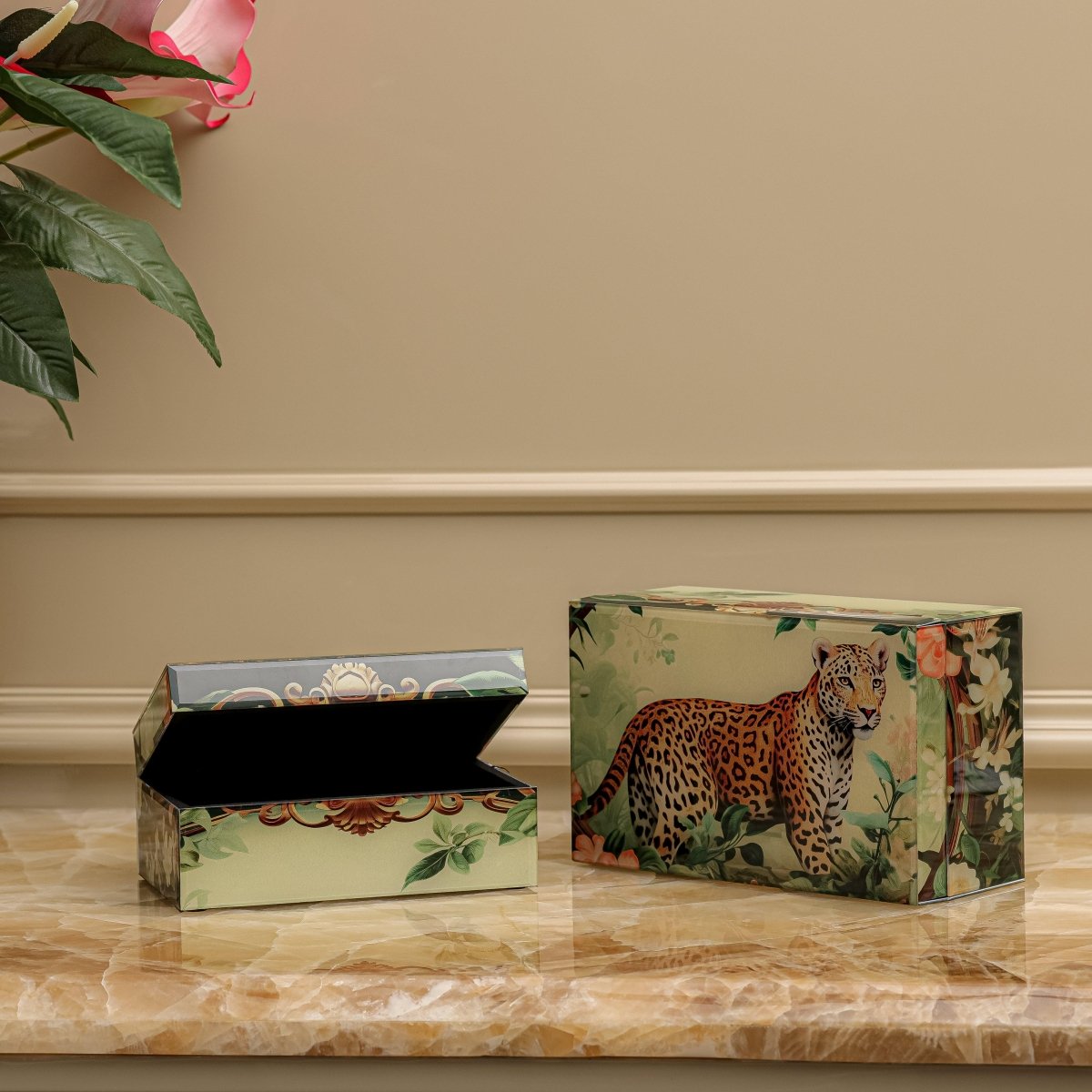 Storage Box Leopard Storage Organiser - Set Of 2 - Daamaira Home and Living Ltd