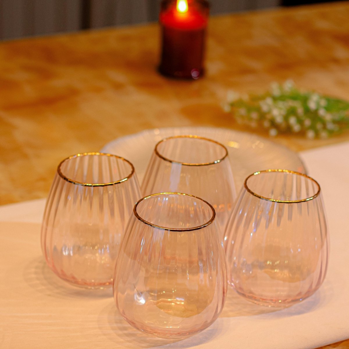 Drinking Glasses Lush Set Of 4 Water Glasses - Daamaira Home and Living Ltd