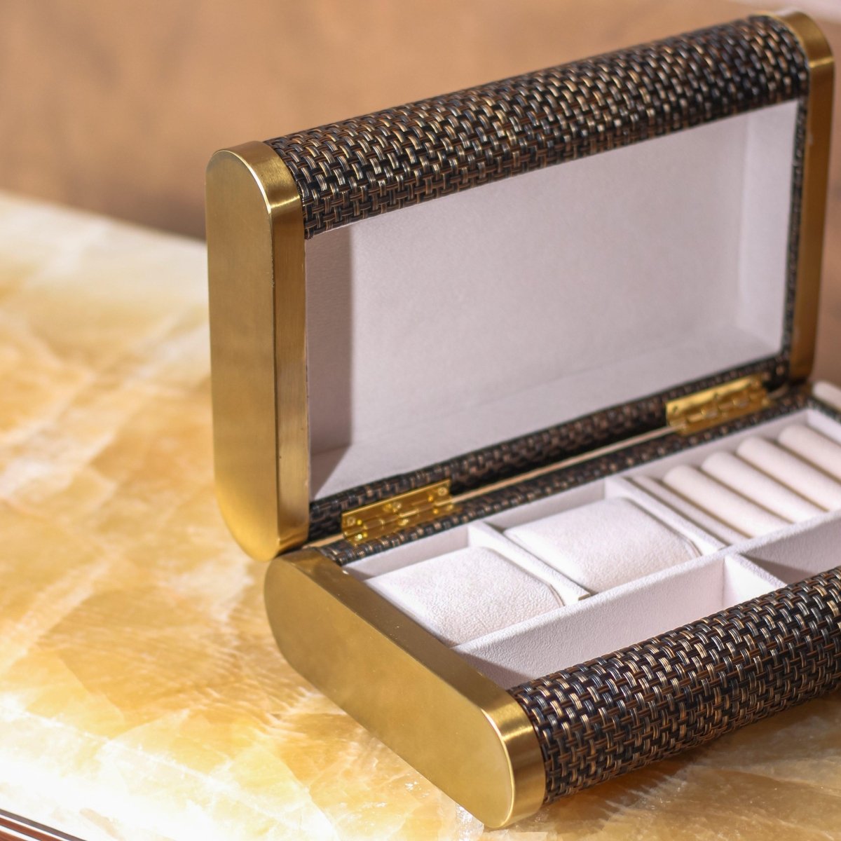 Storage Box Luxury Time Piece/Jewel Box - Brown - Daamaira Home and Living Ltd