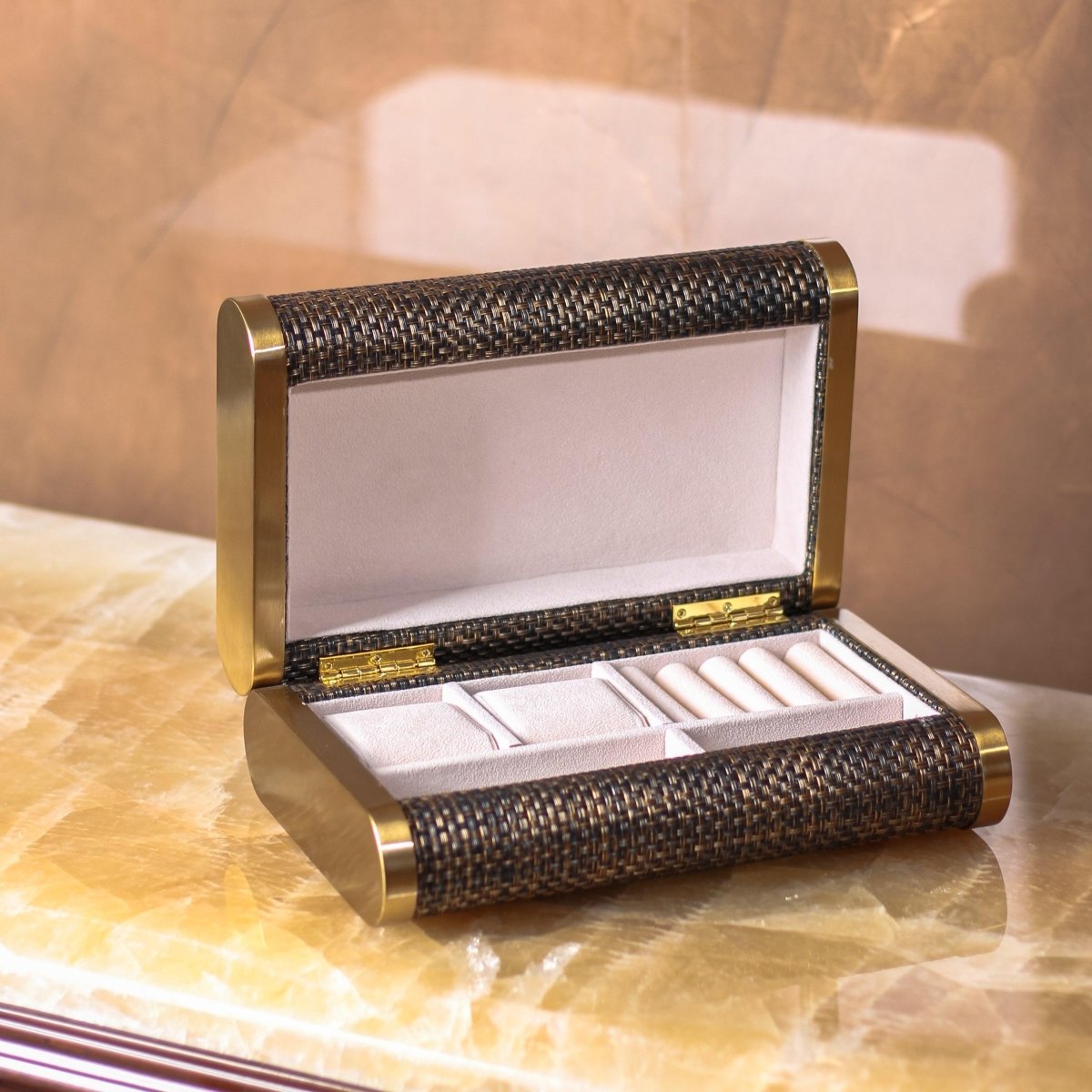 Storage Box Luxury Time Piece/Jewel Box - Brown - Daamaira Home and Living Ltd