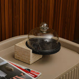 Marble-Cake And Dessert Stand With Lid - Beige & Black — view 1