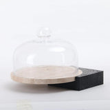 Marble-Cake And Dessert Stand With Lid - Black & Beige Large — view 4