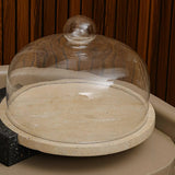 Marble-Cake And Dessert Stand With Lid - Black & Beige Large — view 2
