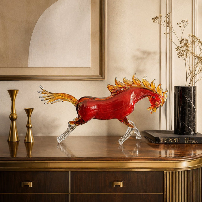 Murano Glass Amber Horse Sculpture - view 2