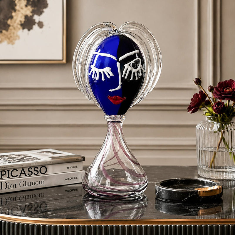 Murano Glass Blue Face Sculpture — image 2