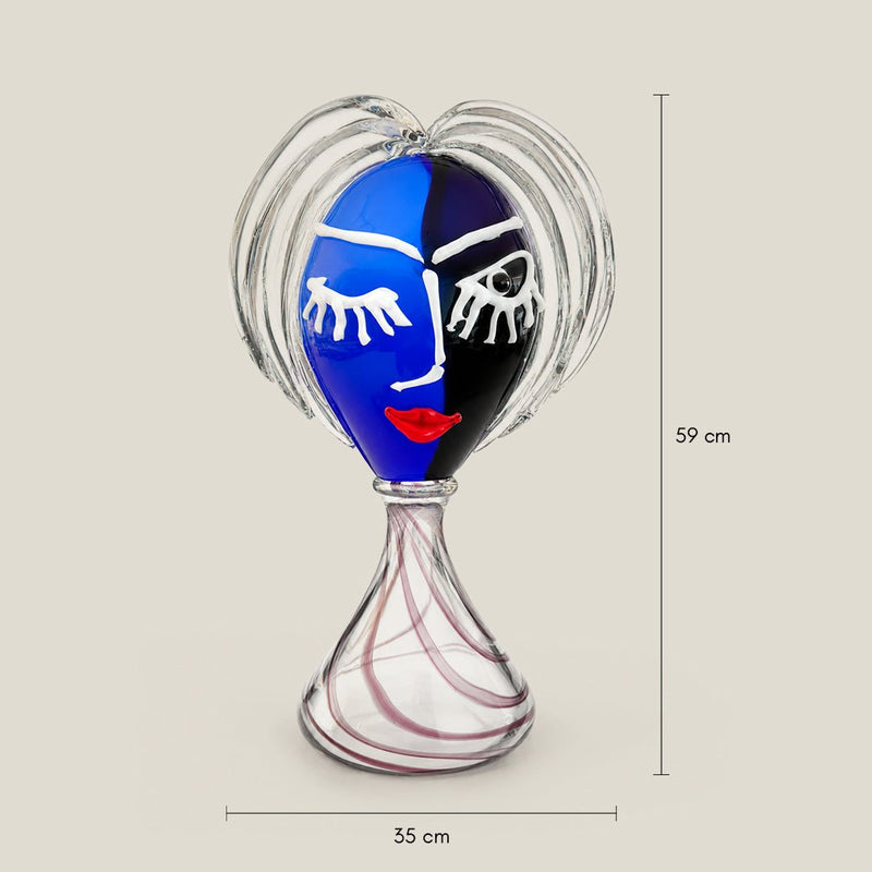 Murano Glass Blue Face Sculpture — image 3