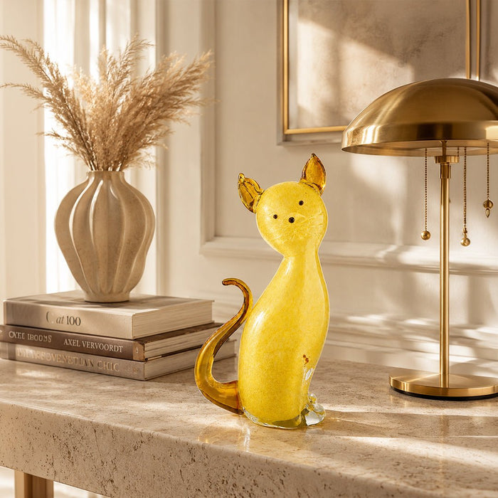Murano Glass Golden Cat Sculpture - view 2