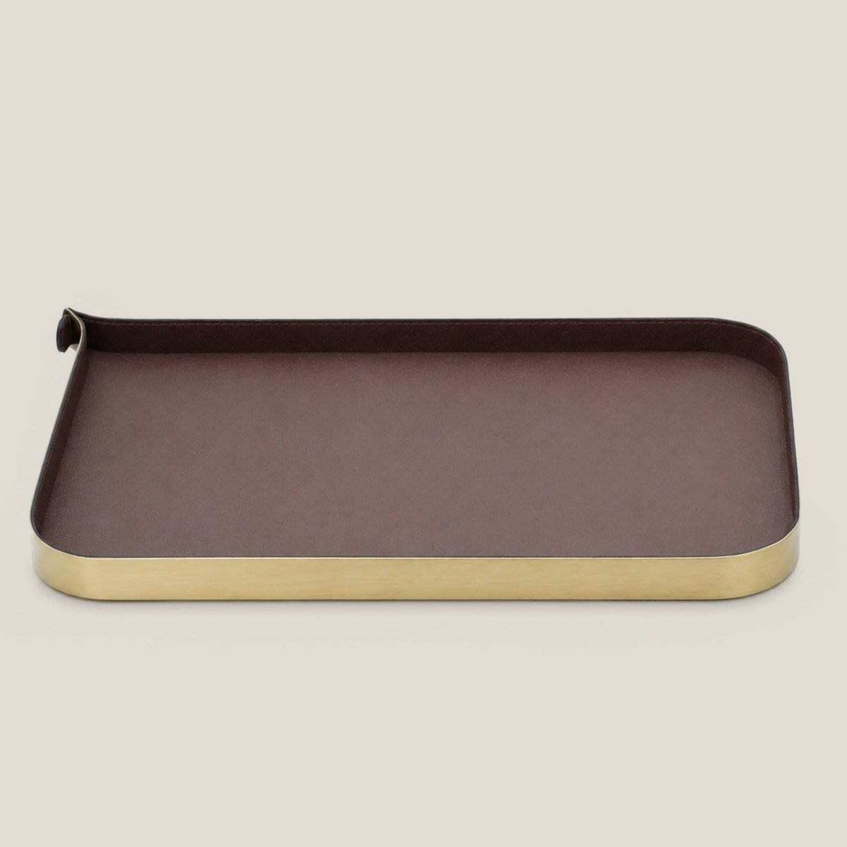 Organiser Tray Nordic Vanity Serving Tray - Brush Gold & Brown Large - Daamaira Home and Living Ltd