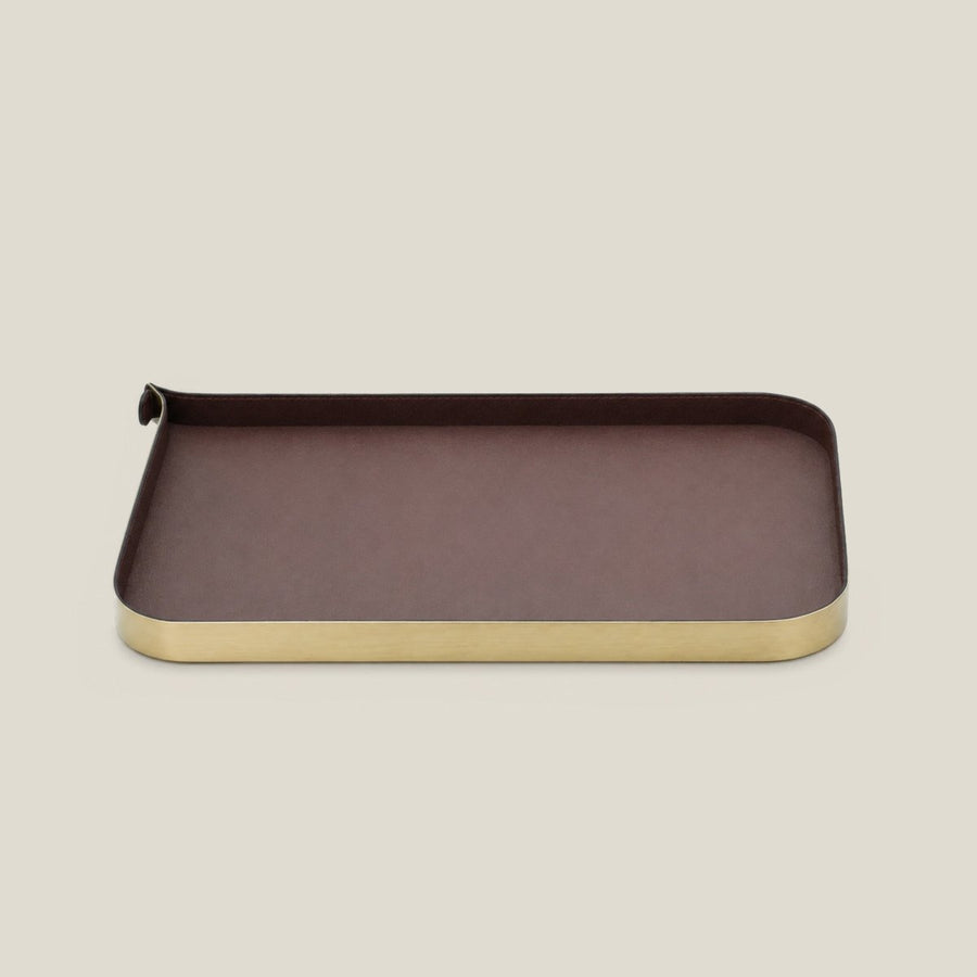Nordic Vanity/Serving Tray - Brush Gold And Brown Small