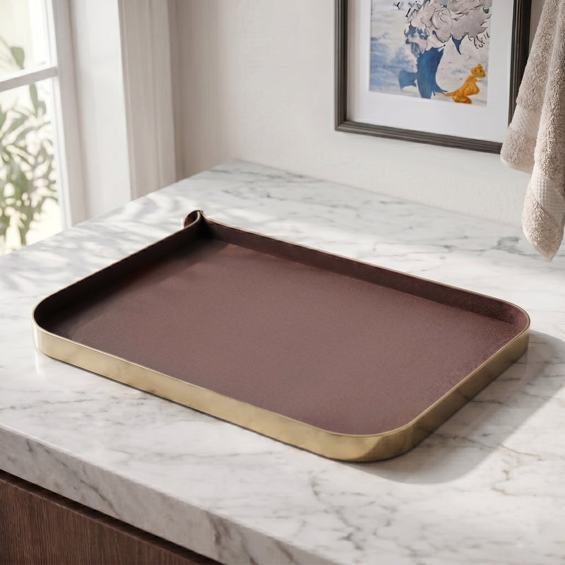 Nordic Vanity/Serving Tray - Brush Gold And Brown — image 3