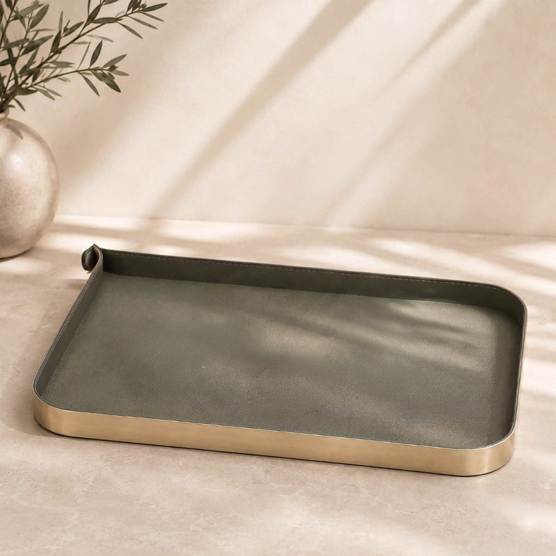 Nordic Vanity/Serving Tray - Brush Gold And Olive Green Large — image 3