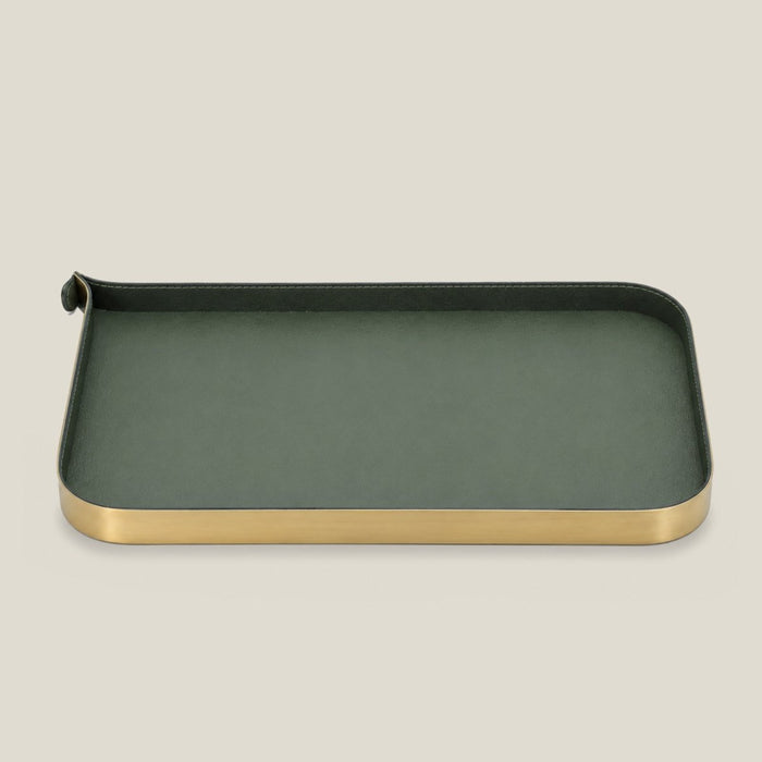 Nordic Vanity/Serving Tray - Brush Gold And Olive Green Large