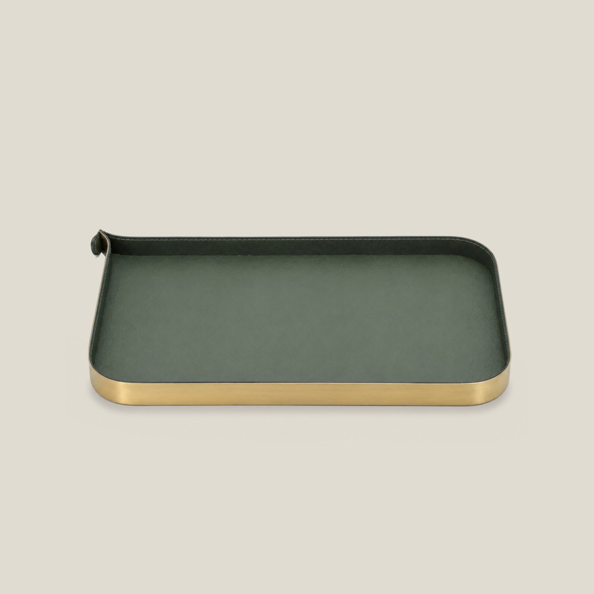 Organiser Tray Nordic Vanity/Serving Tray - Brush Gold And Olive Green Small - Daamaira Home and Living Ltd