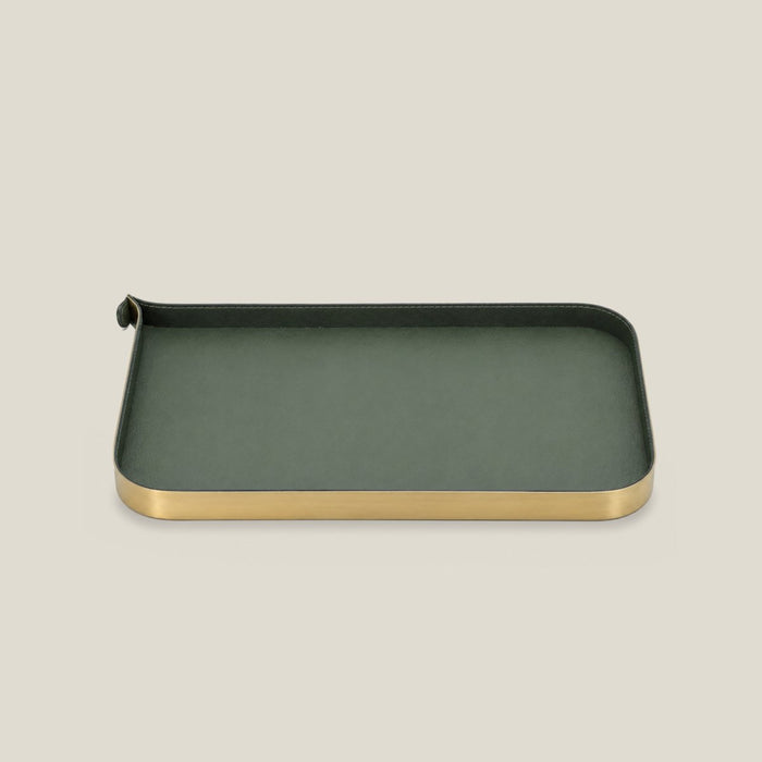 Nordic Vanity/Serving Tray - Brush Gold And Olive Green Small