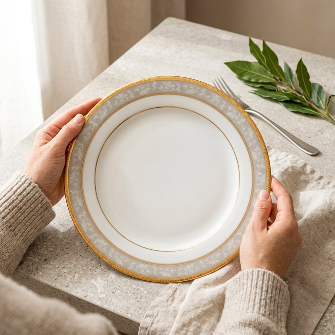 dinner set Noritake BRUNSWICK GOLD 21PC DINNER SET - Daamaira Home and Living Ltd