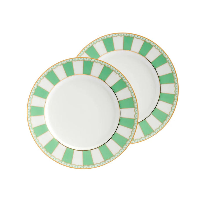 Noritake Carnivale Apple Green 2-Piece Cake Plate Set