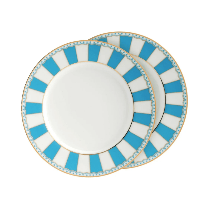 Noritake Carnivale Light Blue 2-Piece Cake Plate Set