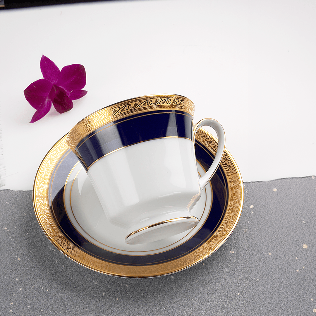 TEA SET Noritake CRESTWOOD COBALT GOLD 12PC TEA SET - Daamaira Home and Living Ltd