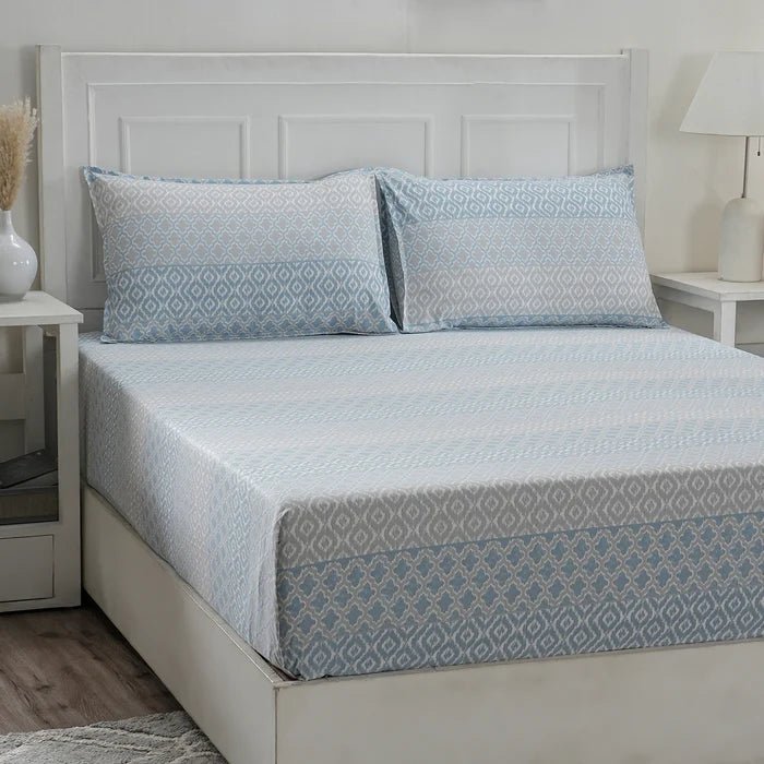 Optimist Bloom Multi Ikat 144TC Cotton 6PC Bed Bath Set - Polka Dots & Gray Towel - Daamaira Home and Living Ltd