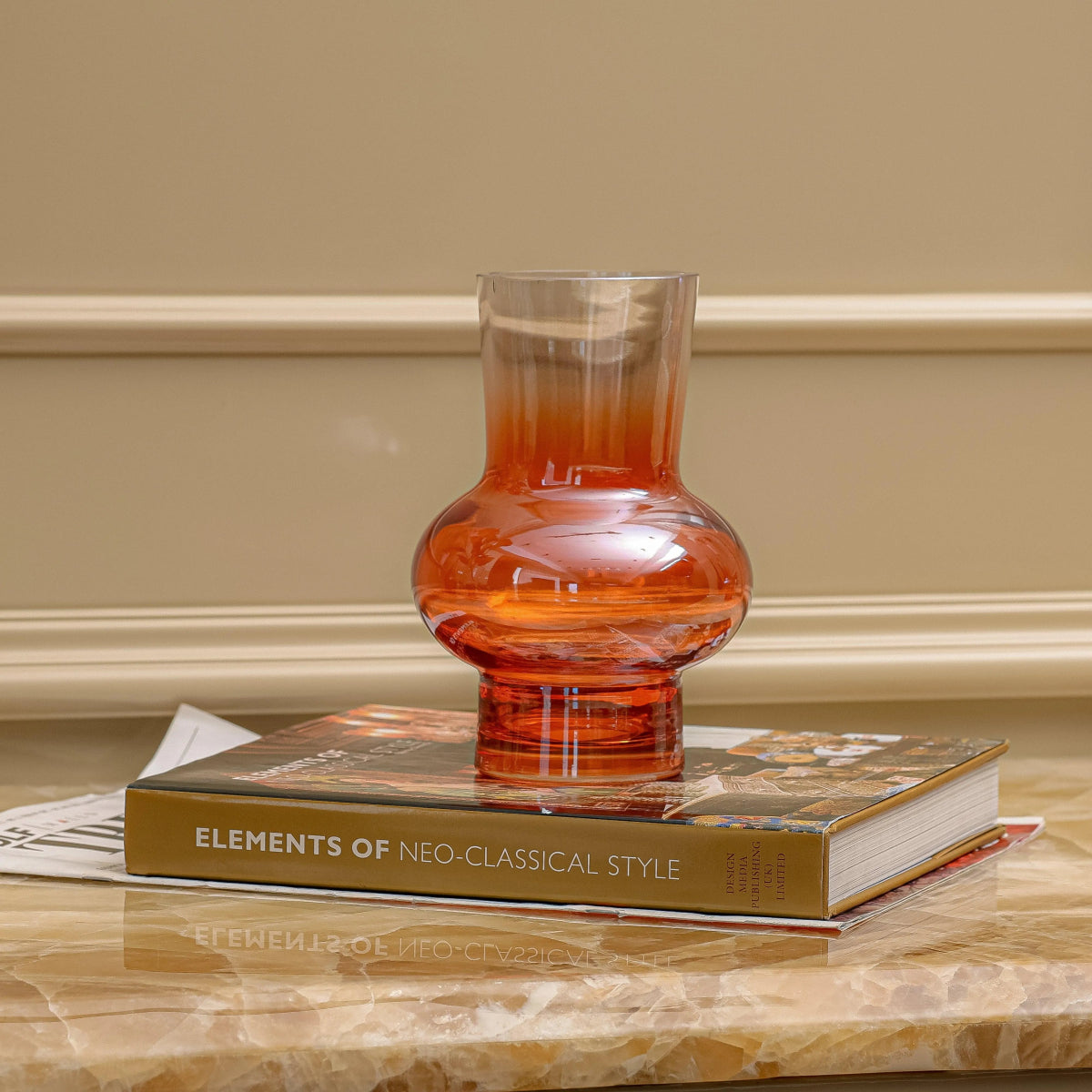 Vases Orange Ombre Glass Vase - Daamaira Home and Living Ltd
