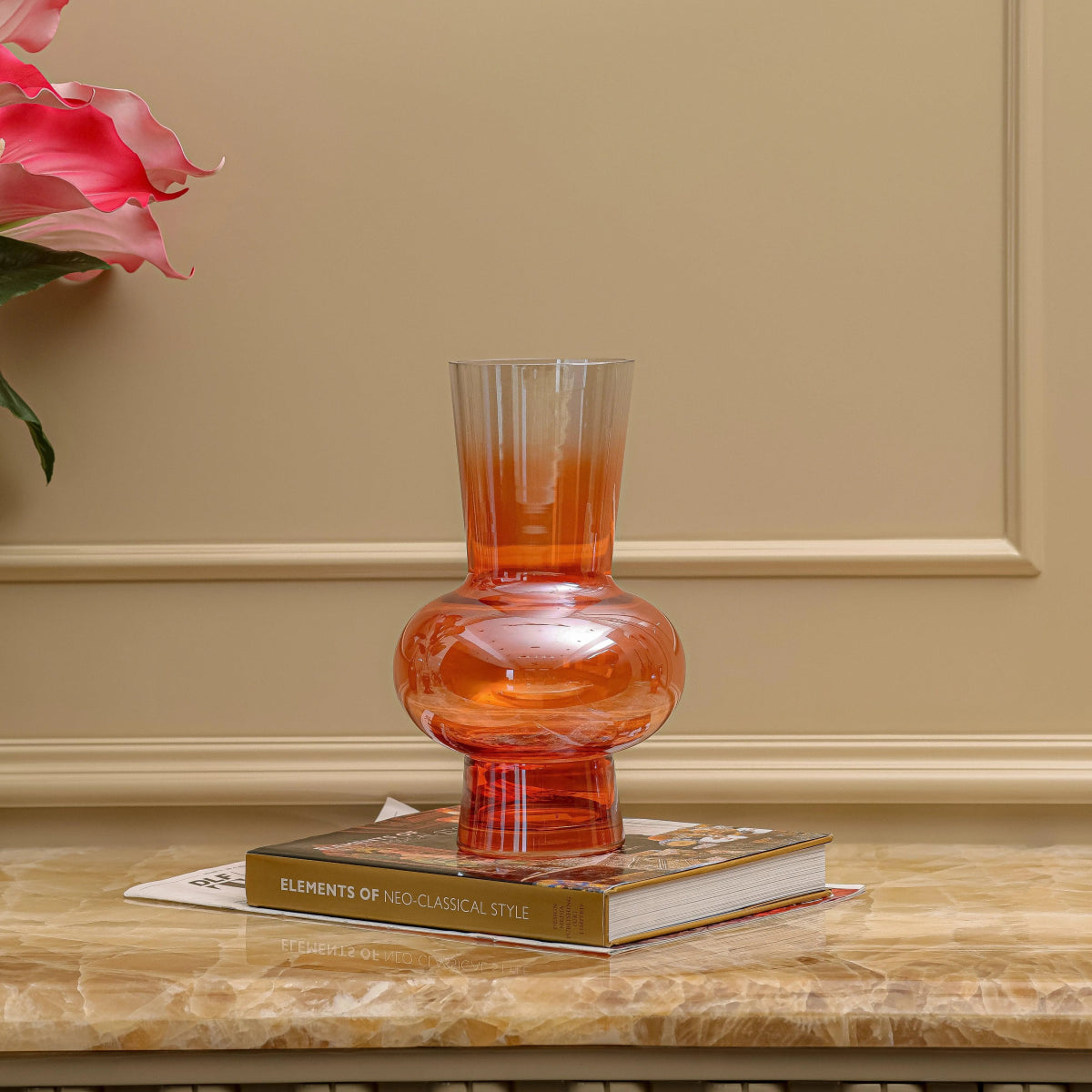 Vases Orange Ombre Tall Glass Vase - Daamaira Home and Living Ltd