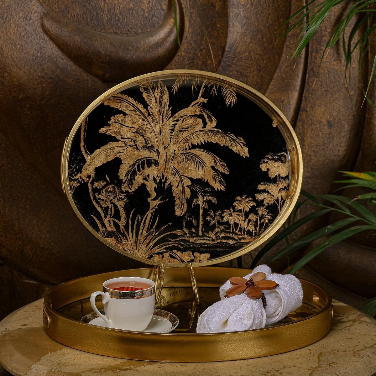 Serving Tray Palm Oval Serving Tray - Set Of 2 - Daamaira Home and Living Ltd